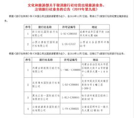 文化和旅游部注銷四川創億、山西大唐旅行社出境旅游業務